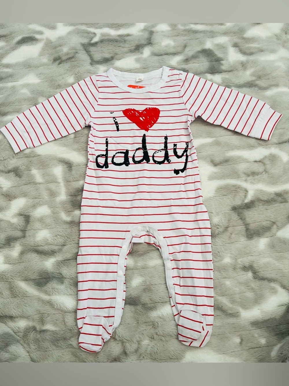 PatPat White & Red Striped "I ♥ Daddy" Footed One-Piece